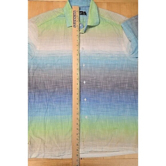 St. Croix Linen Blend Shirt Mens Size Large Rainbow Gradient Made in Italy - Picture 5 of 7
